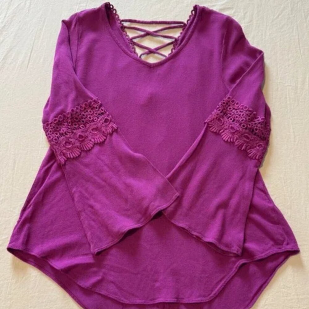 GB Girls Purple‎ Top 3/4 Length Sleeves Size Large